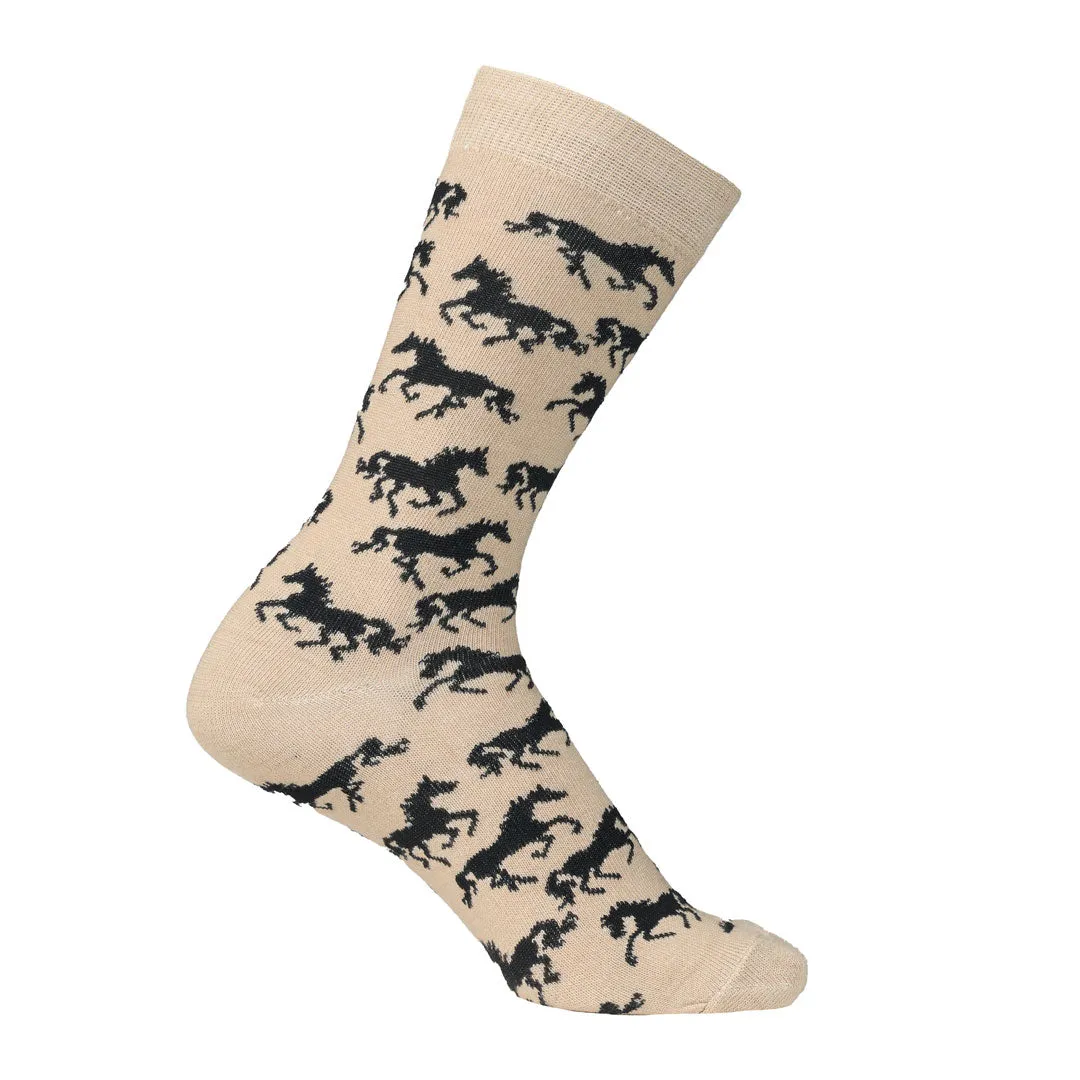 AWST Int'l Ladies "Lila" Galloping Horses Crew Socks- 6 Pack