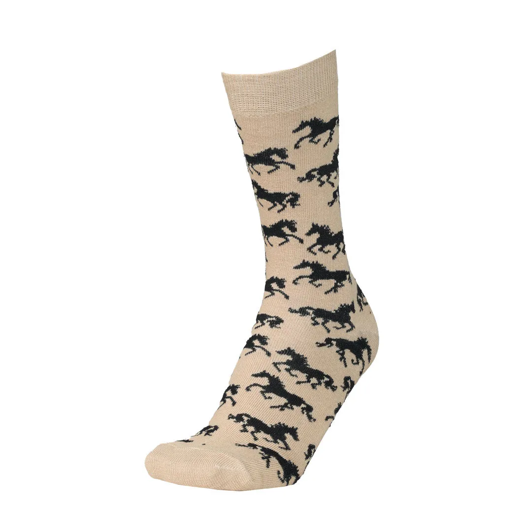 AWST Int'l Ladies "Lila" Galloping Horses Crew Socks- 6 Pack