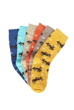 AWST Int'l Lila Bucking Horses Socks 6-pack