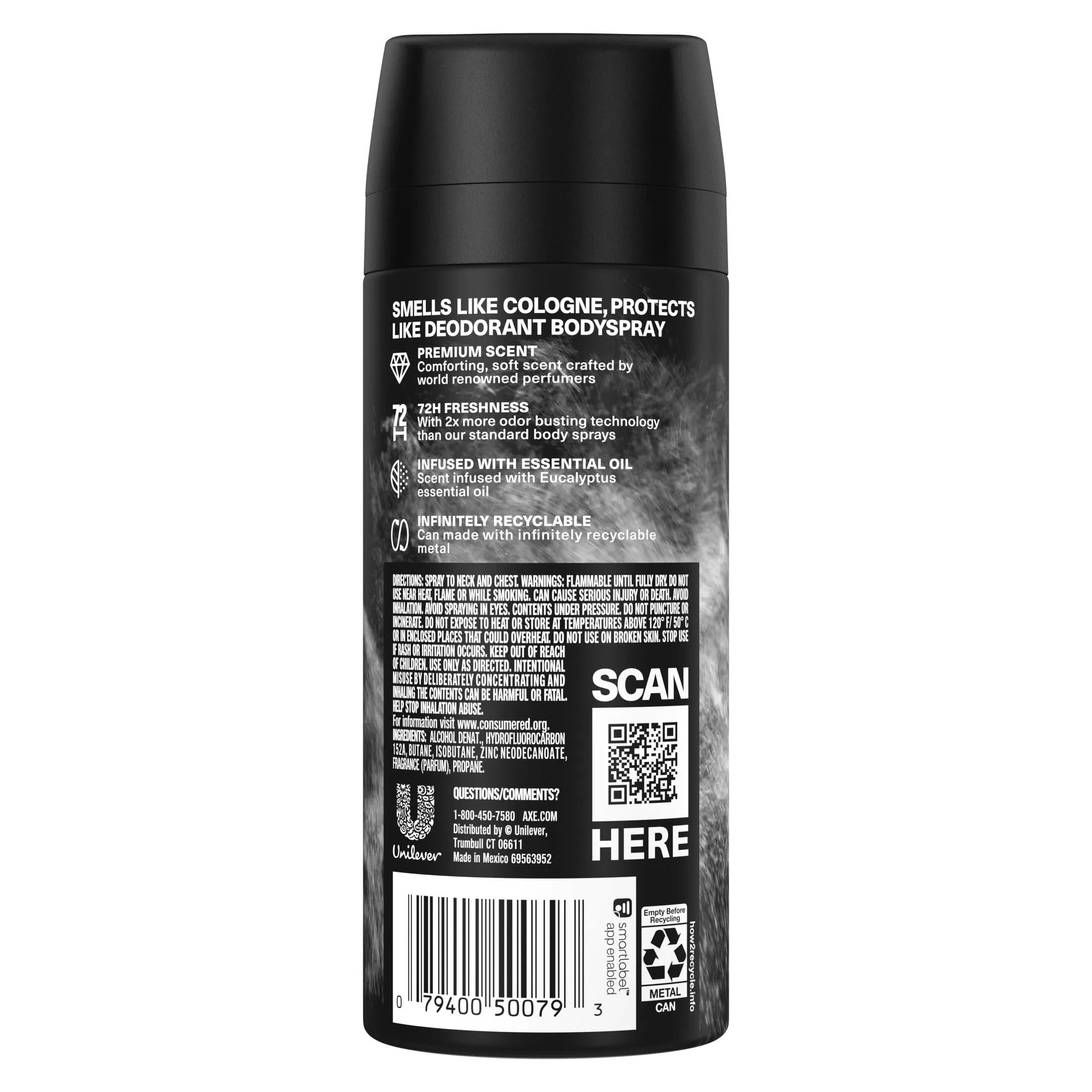 Axe Fine Fragrance Collection Men's Deodorant Spray, Pure Coconut Aluminum-Free, 4 oz