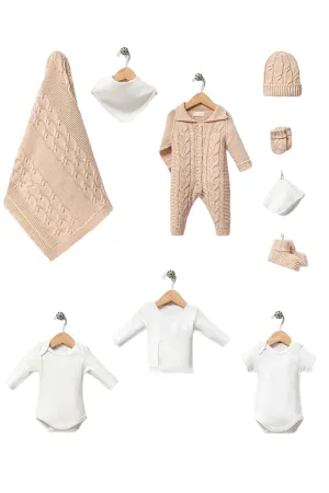 Axel Beige Newborn Coming Home Outfit (10 Pcs)