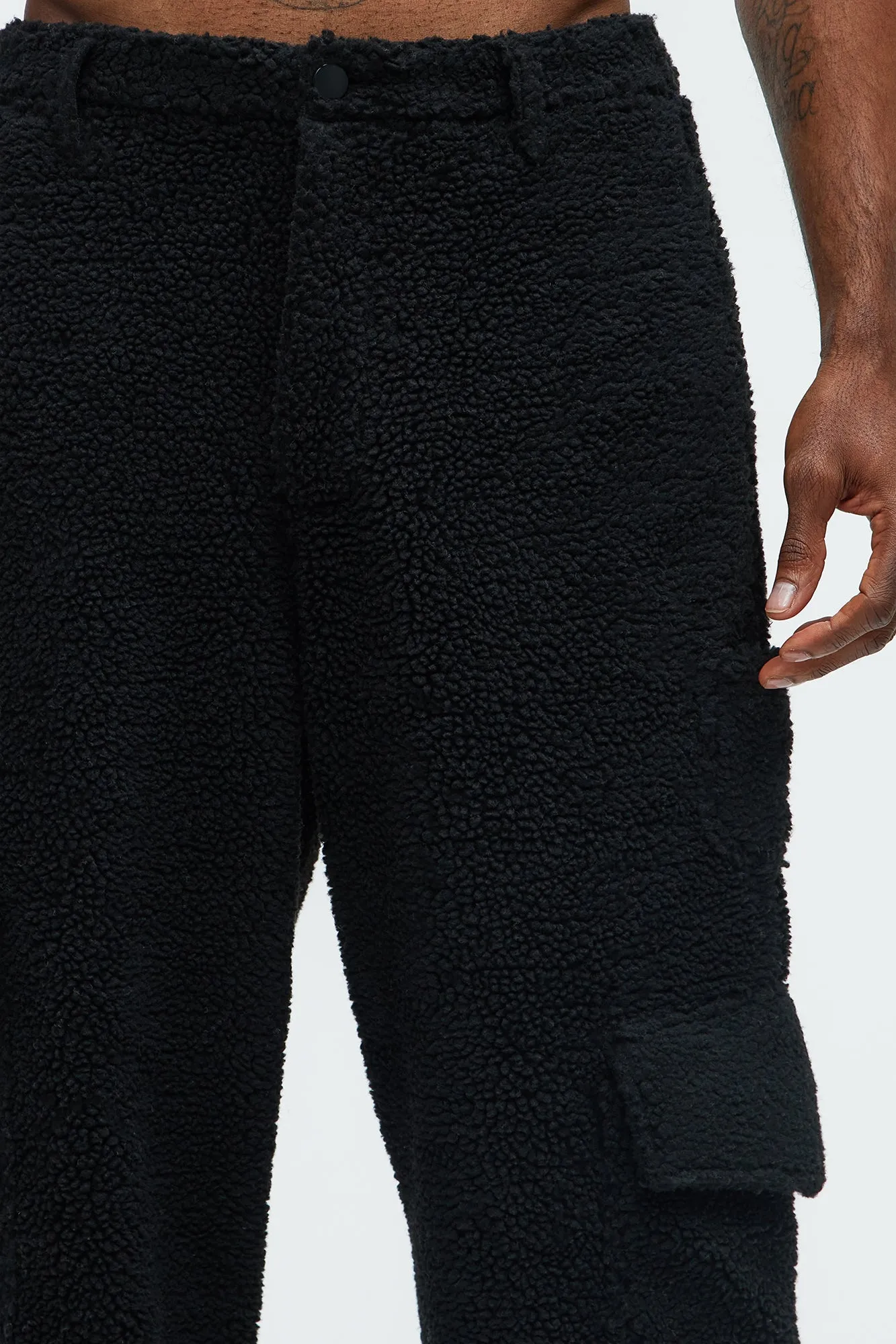 Axel Polar Fleece Baggy Cargo Pants - Black