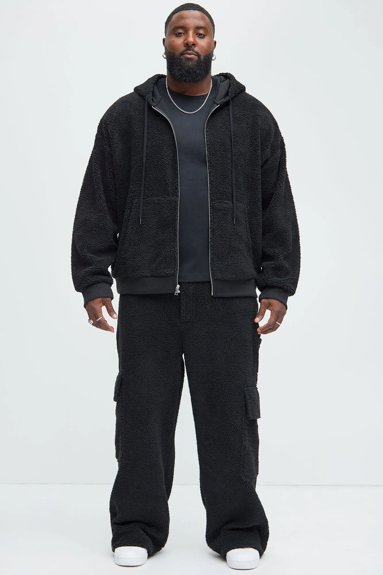 Axel Polar Fleece Baggy Cargo Pants - Black