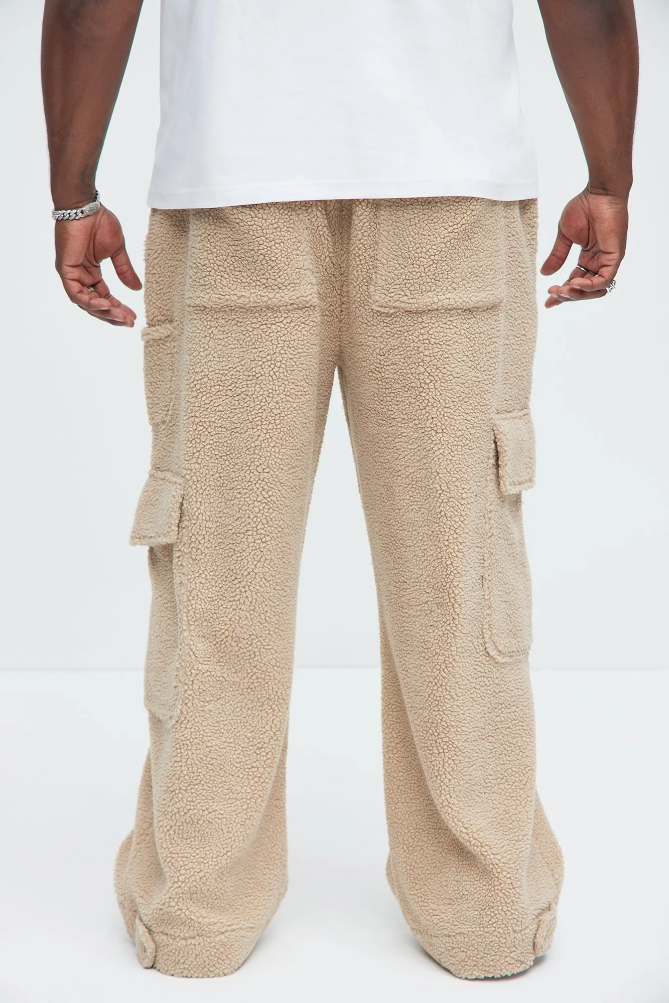 Axel Polar Fleece Baggy Cargo Pants - Tan