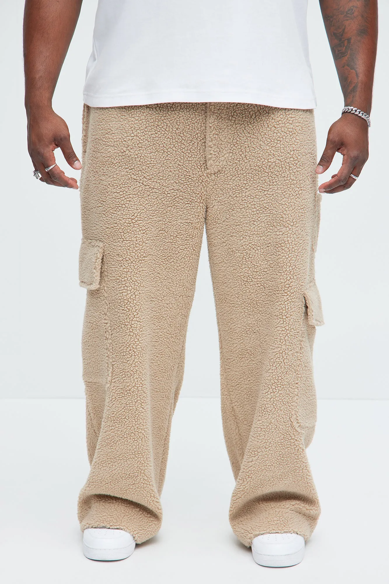 Axel Polar Fleece Baggy Cargo Pants - Tan