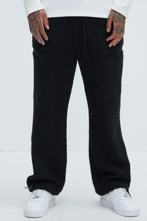 Axel Polar Fleece Zip Straight Sweatpants - Black