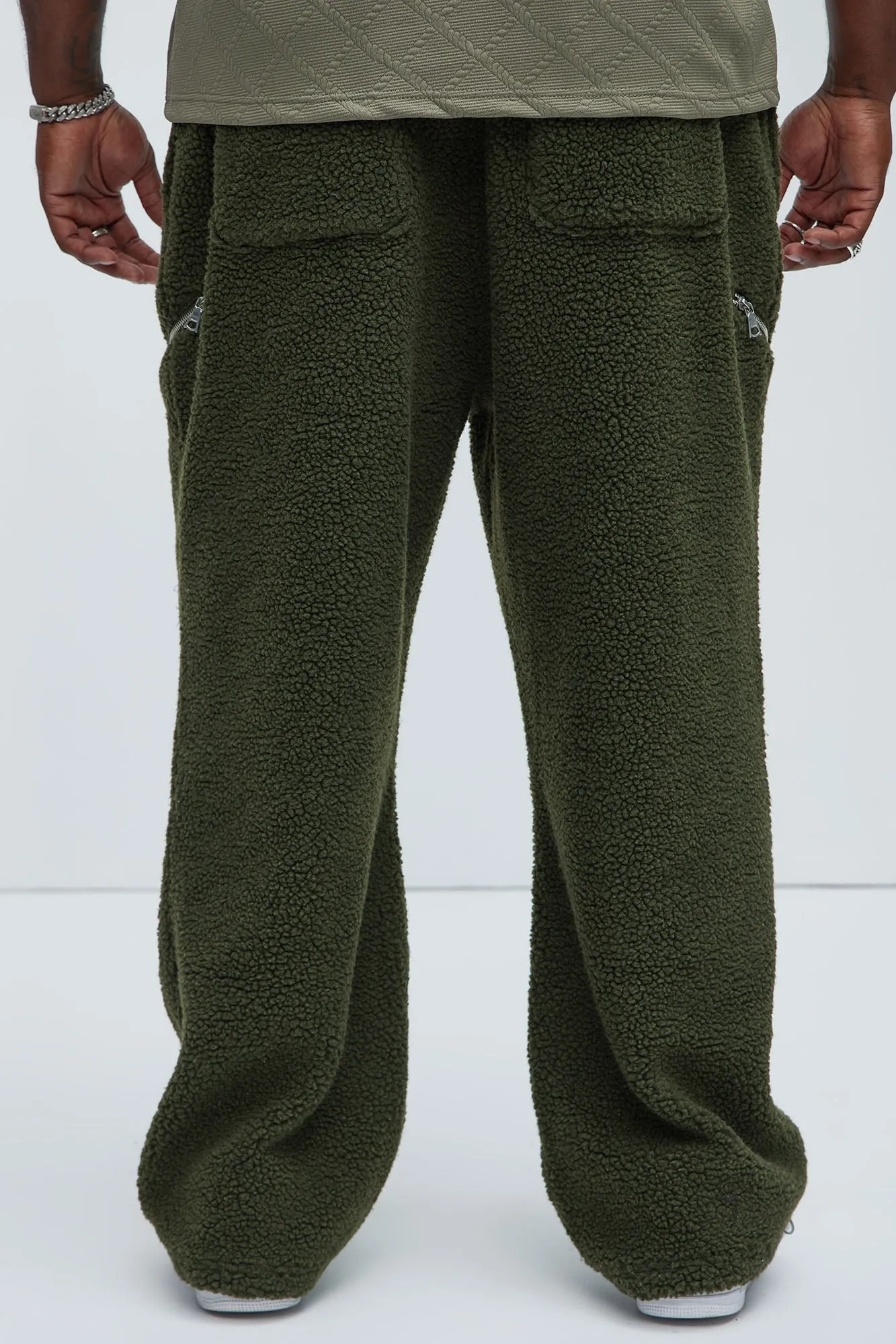 Axel Polar Fleece Zip Straight Sweatpants - Olive