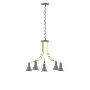 Axis Flare 5-Light Chandelier in Slate Gray with Brushed Brass Accents