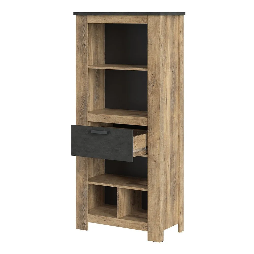 Axton Marlo 1 Drawer Bookcase In Chestnut And Matera Grey