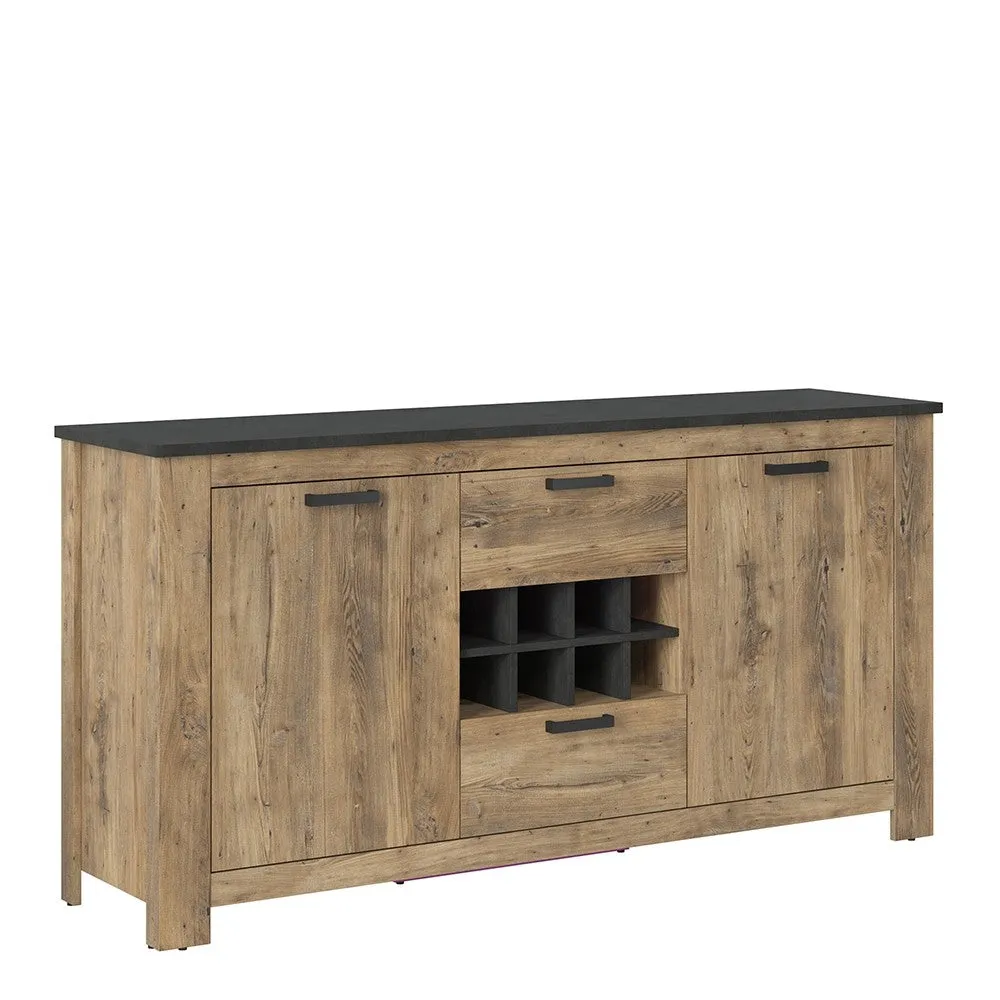 Axton Marlo 2 Door 2 Drawer Sideboard With Wine Rack In Chestnut And Matera Grey