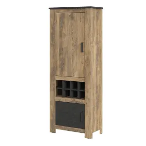 Axton Marlo 2 Door Cabinet With Wine Rack In Chestnut And Matera Grey