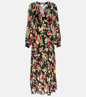 Ayla midi dress with floral print RIXO, multicolor