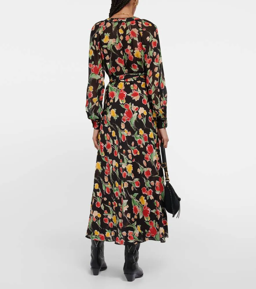 Ayla midi dress with floral print RIXO, multicolor