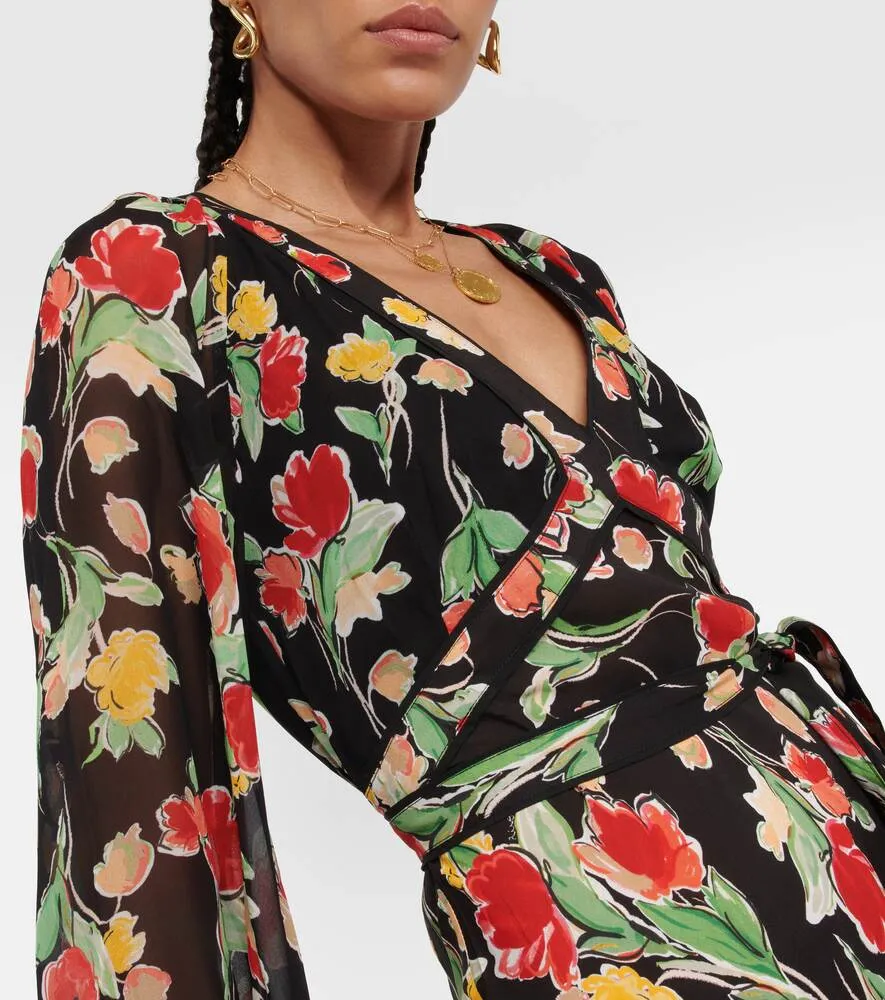 Ayla midi dress with floral print RIXO, multicolor