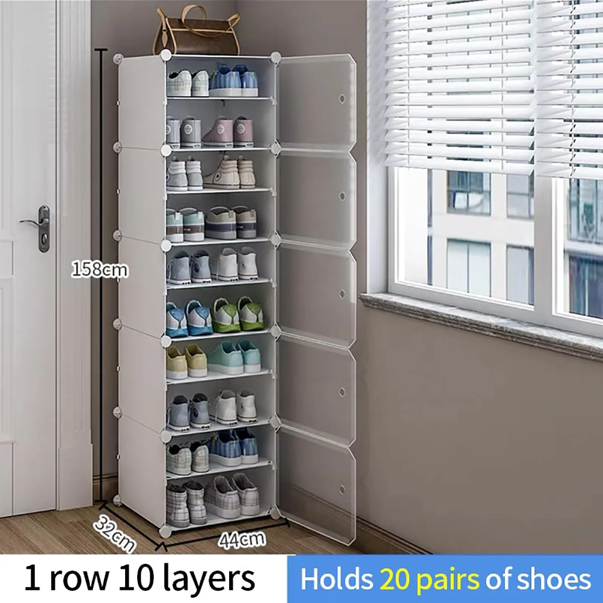 AYSIS The Original DIY Shoe Rack Organizer/Multi-Purpose Plastic 10 Layers Portable and Folding Shoe Rack (White)