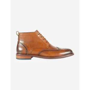 AZOR LA MODE Rimini Leather Brogue Derby Boot Tan