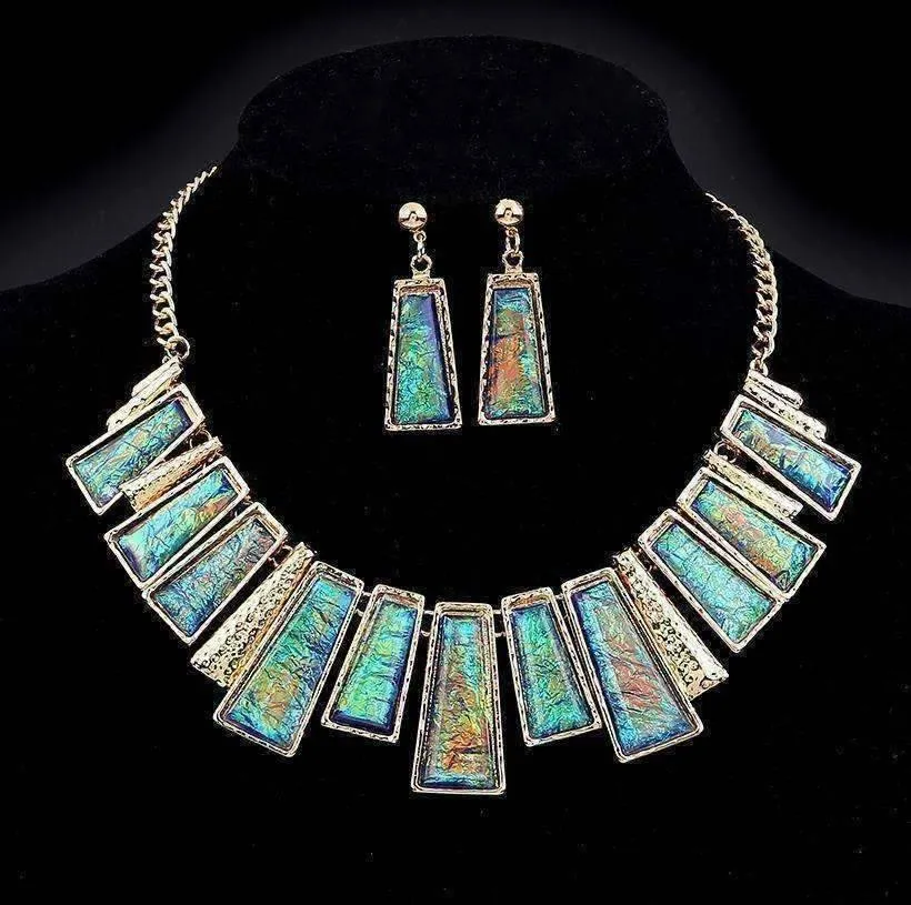 Aztec Empire Collar Necklace and Earrings Set