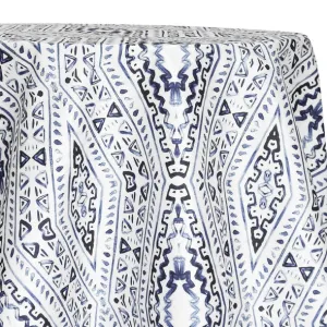 Aztec Print (Dupioni) Table Linen in Steel Blue