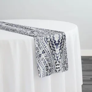 Aztec Print (Dupioni) Table Runner in Steel Blue