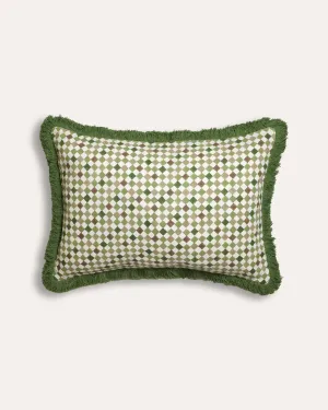 Azulejo Rectangular Block Print Cushion - Green