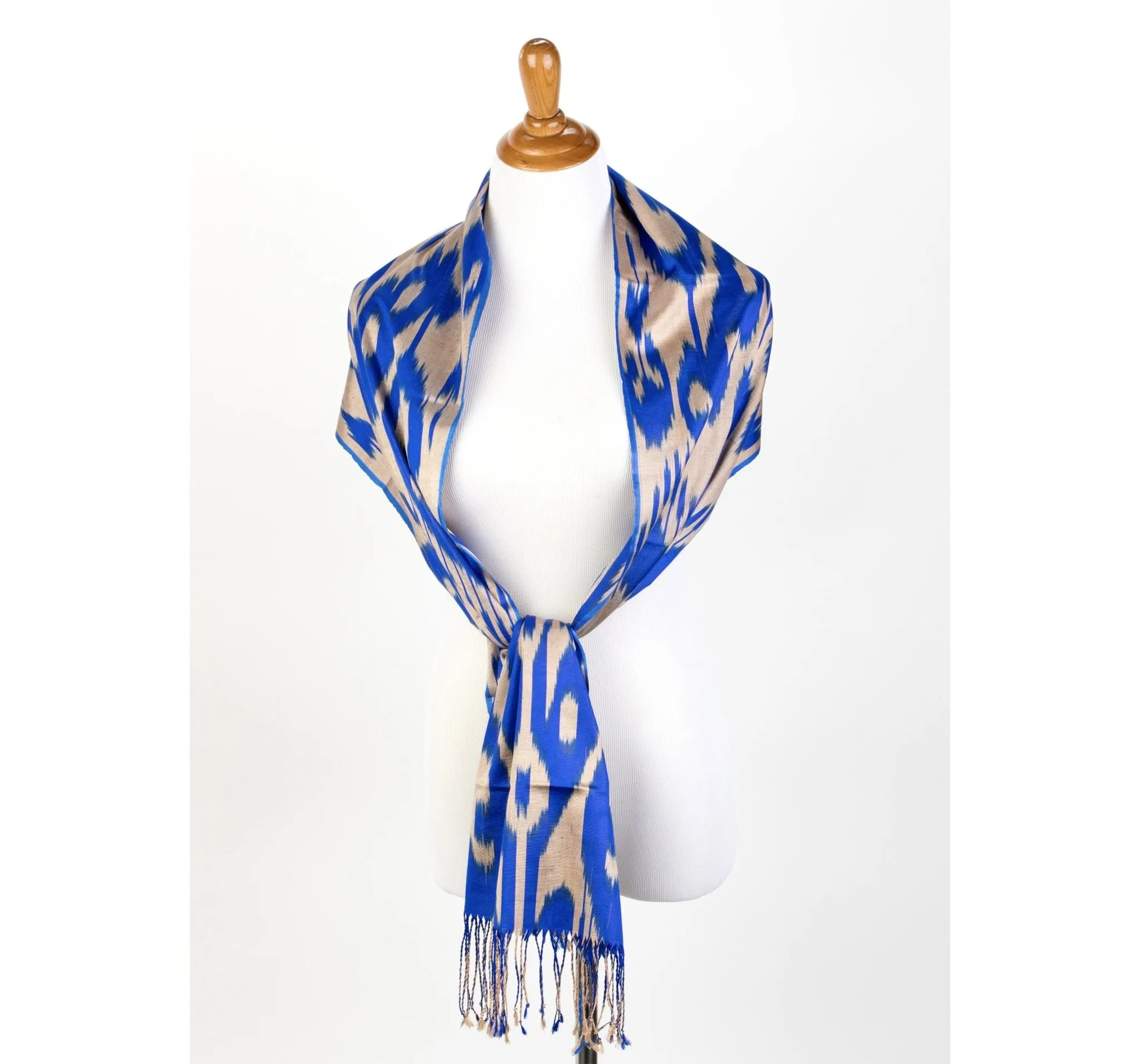 Azur Silk Ikat Scarf