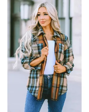 Azura Exchange Color Block Plaid Shirt with Buttoned Details - XL