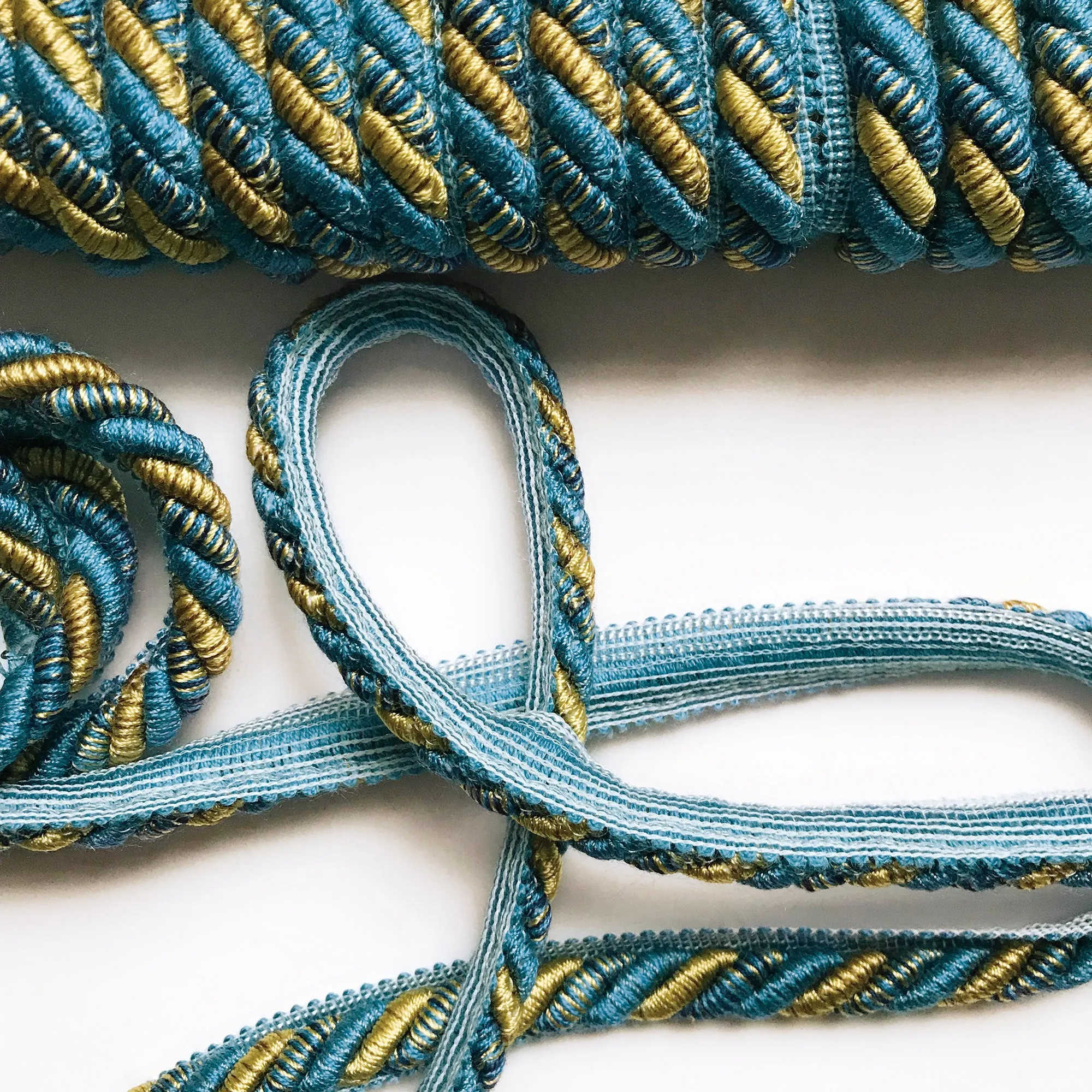 Azure and Yellow High Quality Decorative Lip Cord Trim by the yard