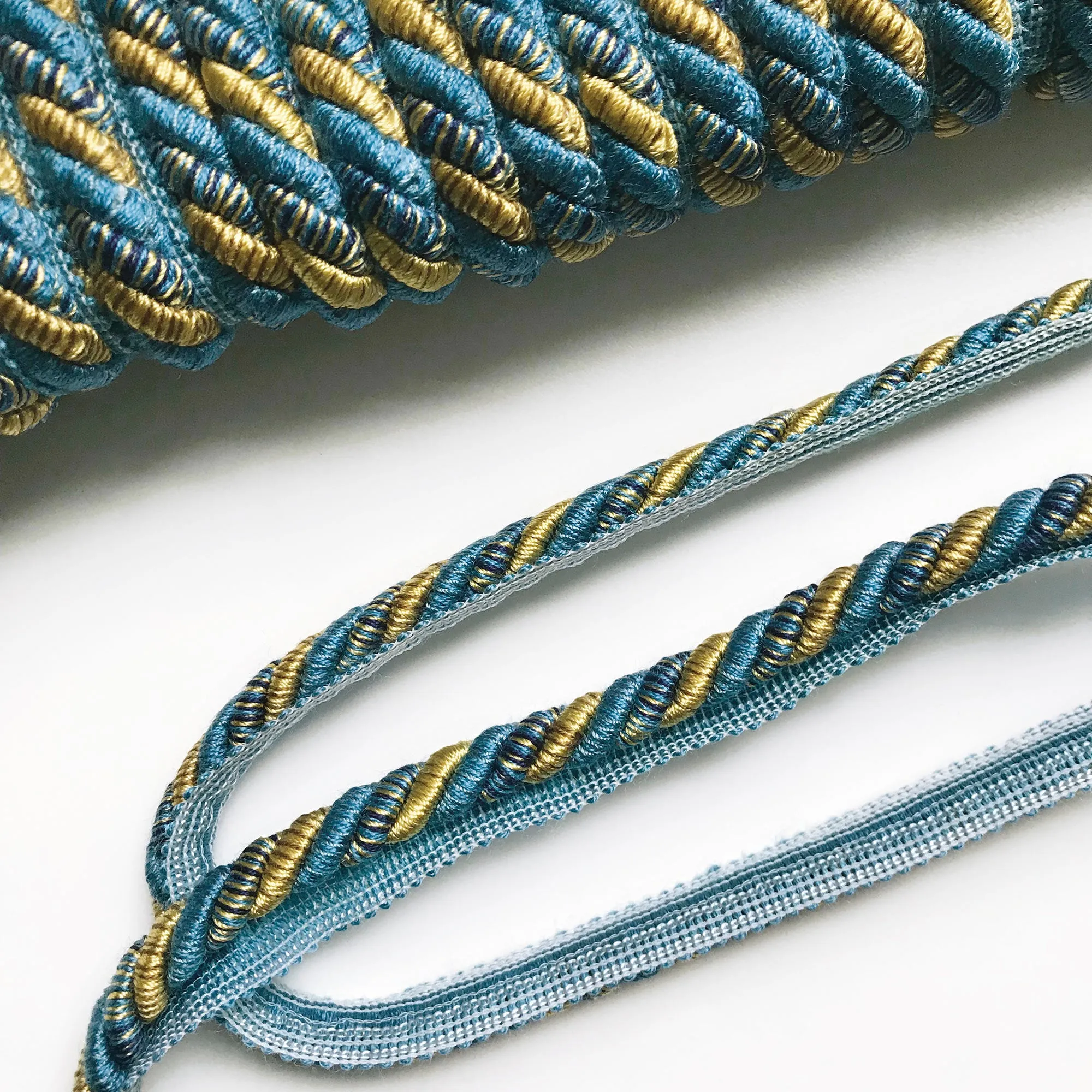 Azure and Yellow High Quality Decorative Lip Cord Trim by the yard