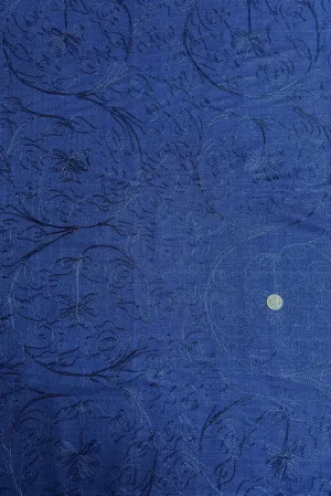 Azure Blue Embroidered Silk Linen MEMT-018-38