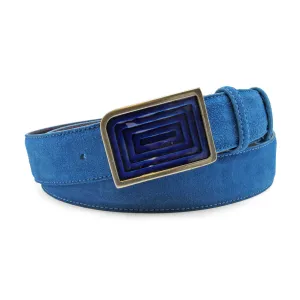 Azure Blue Suede Enamel Maze Belt