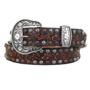 B015 - Brown Vintage Studded Belt