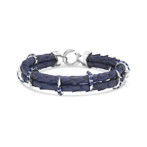 B476P Pure Silver & Blue Sapphire Python Bracelet