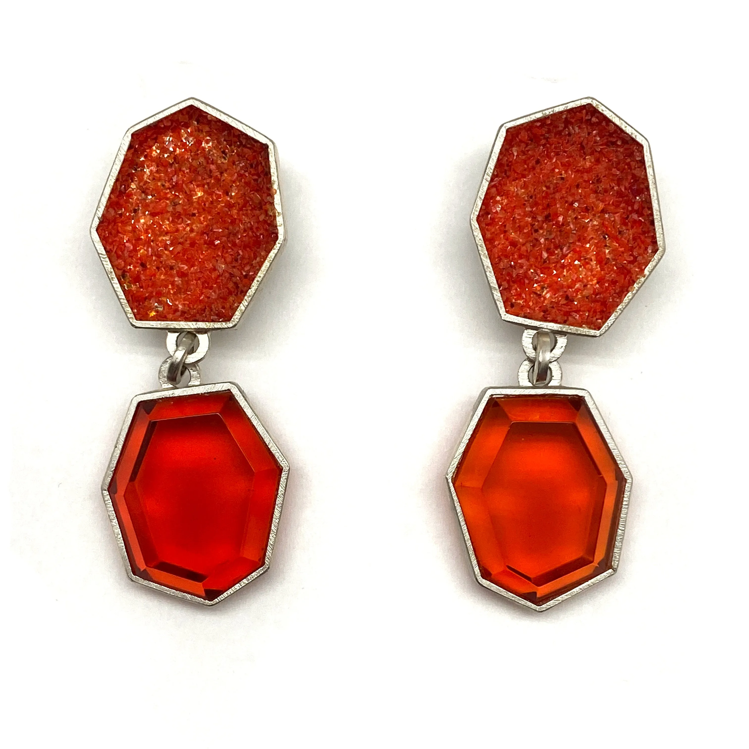 Babette Von Dohananyi - Red Geometric Glass Earrings