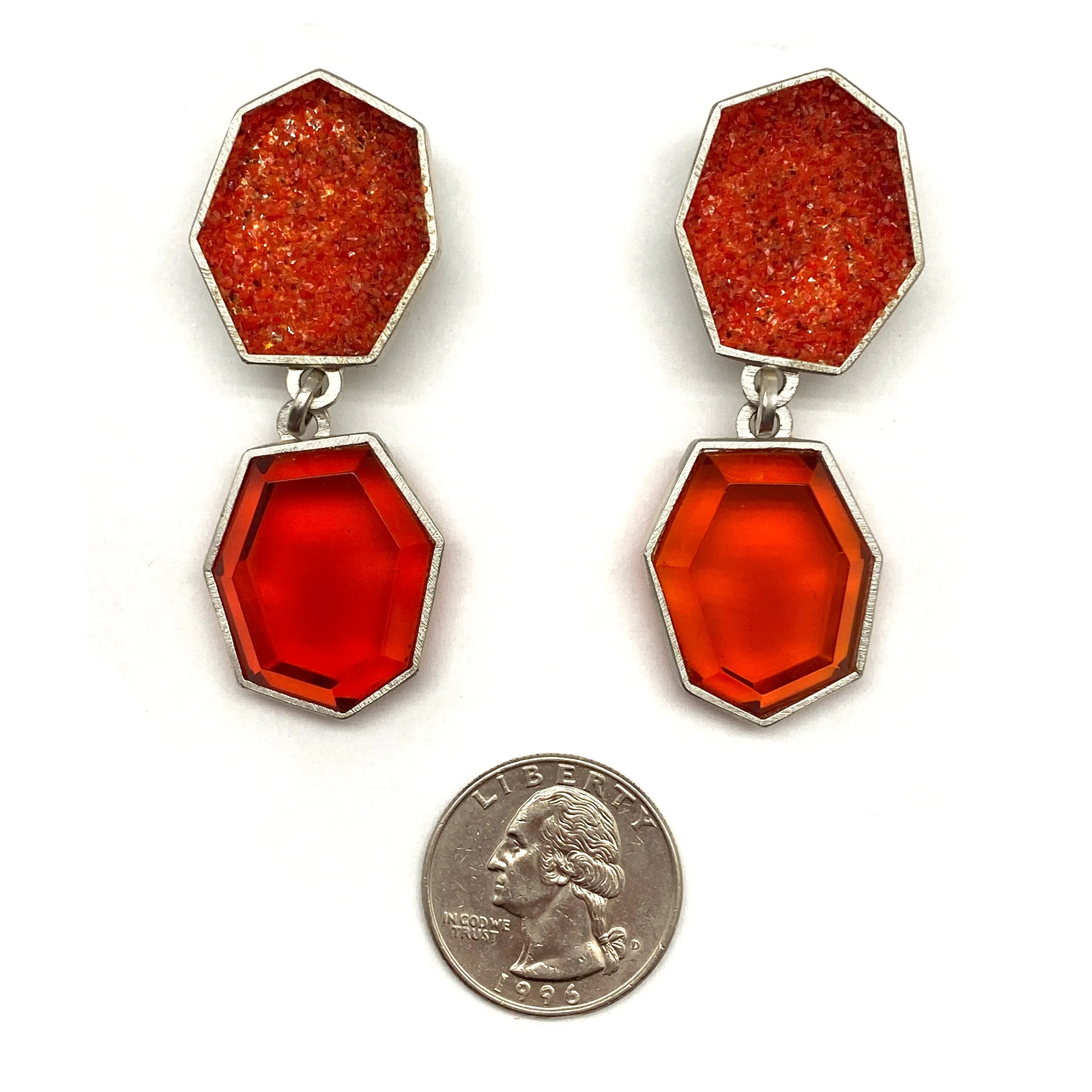 Babette Von Dohananyi - Red Geometric Glass Earrings