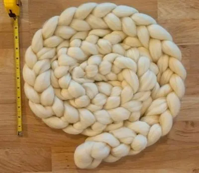 Babies Breath Wool Roving Pretzel Braid