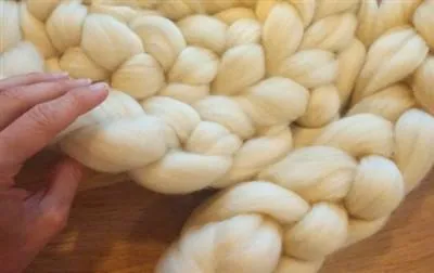 Babies Breath Wool Roving Pretzel Braid