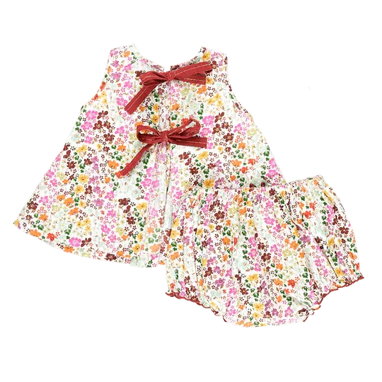 Baby 2 piece Set | Jaipur - Multi Ditsy Floral | Pink Chicken