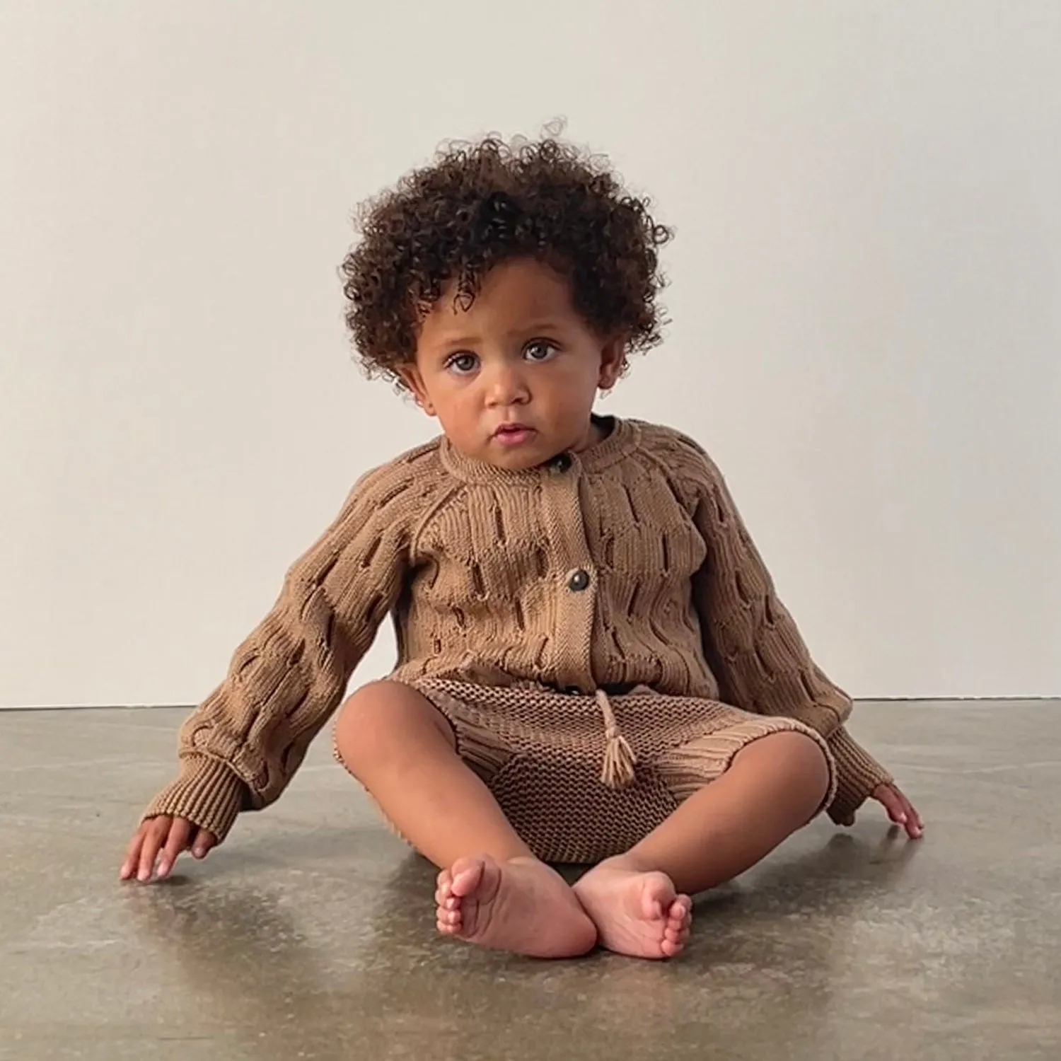 Baby & Kids Merino Wool Flo Cardigan - Camel