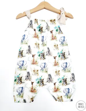 Baby Animals Print Bubble Romper