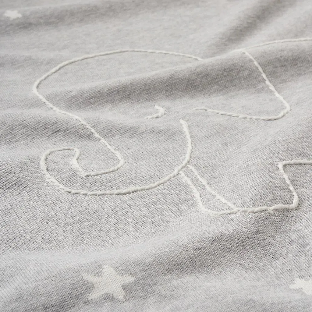 Baby Blanket | Elephant Embroidery- Grey | Elegant Baby