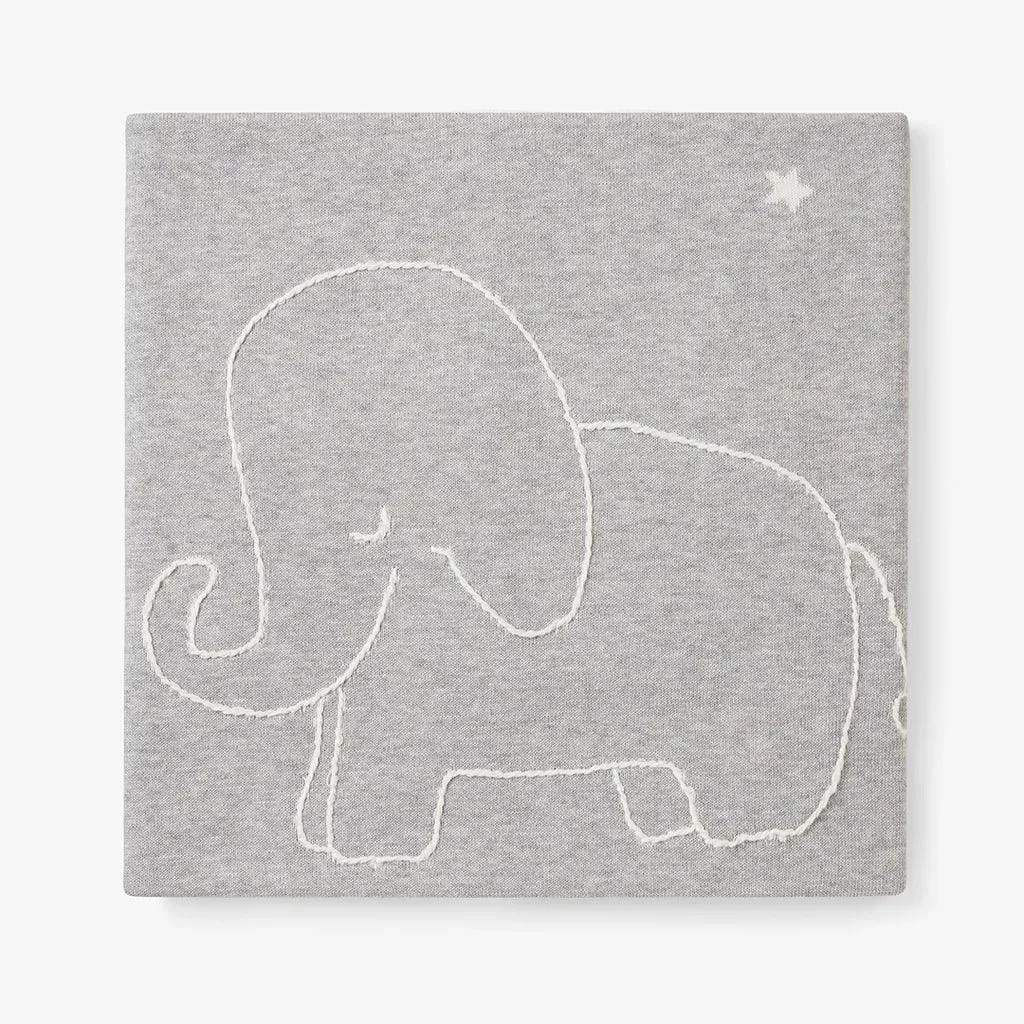 Baby Blanket | Elephant Embroidery- Grey | Elegant Baby