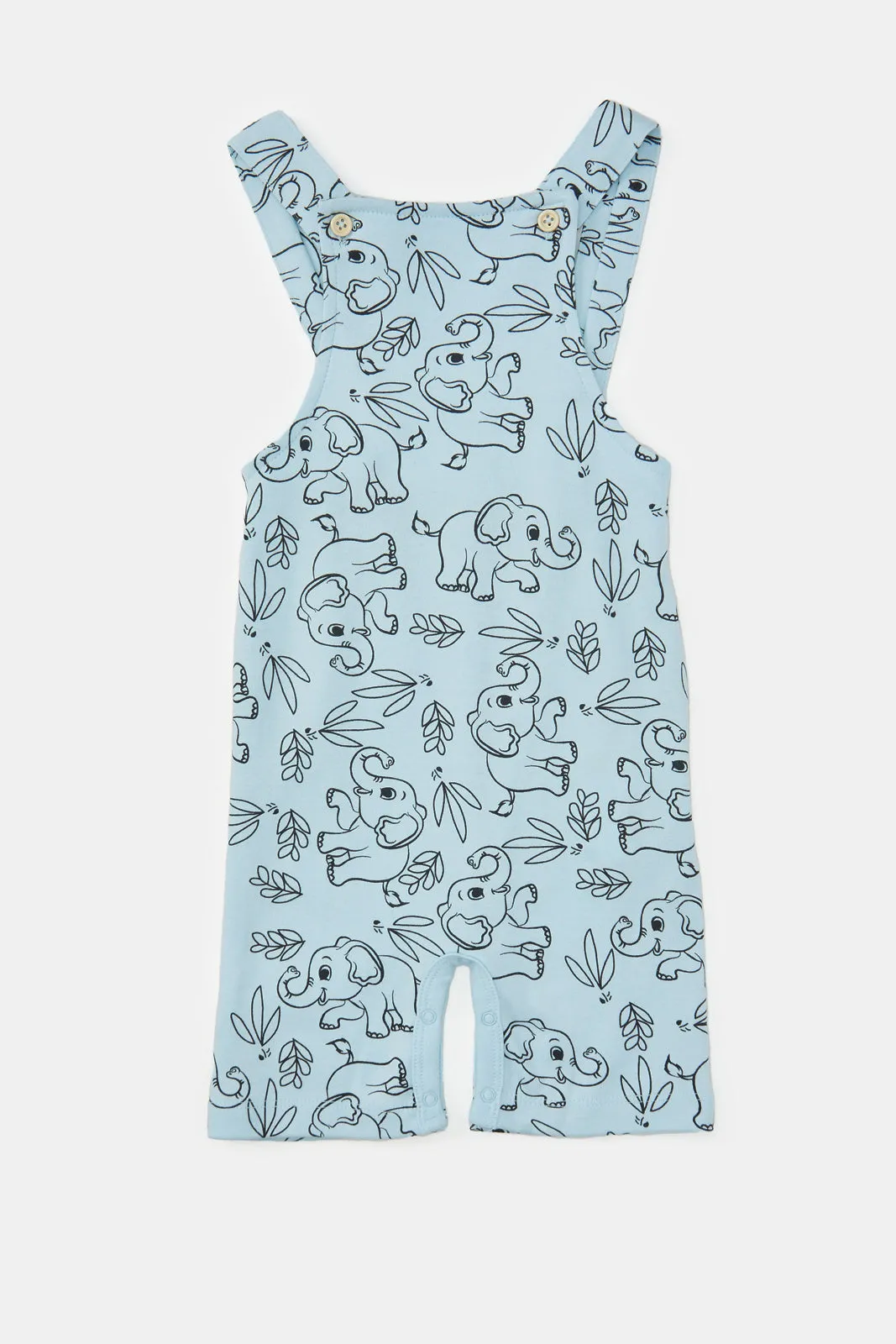 Baby Blue And White Printed T-Shirt And Dungaree Set (2 Piece)