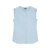 Baby Blue Embroidered and Frilled Blouse