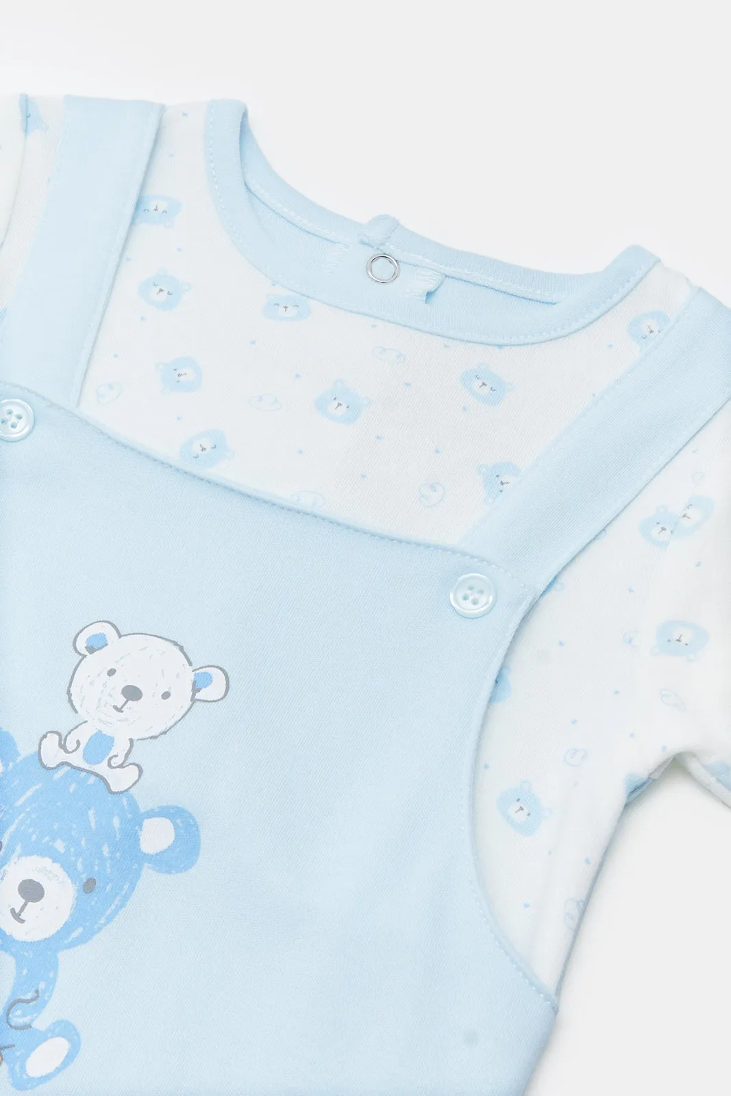 Baby Blue Print T-Shirt And Dungaree Set (2 Piece)