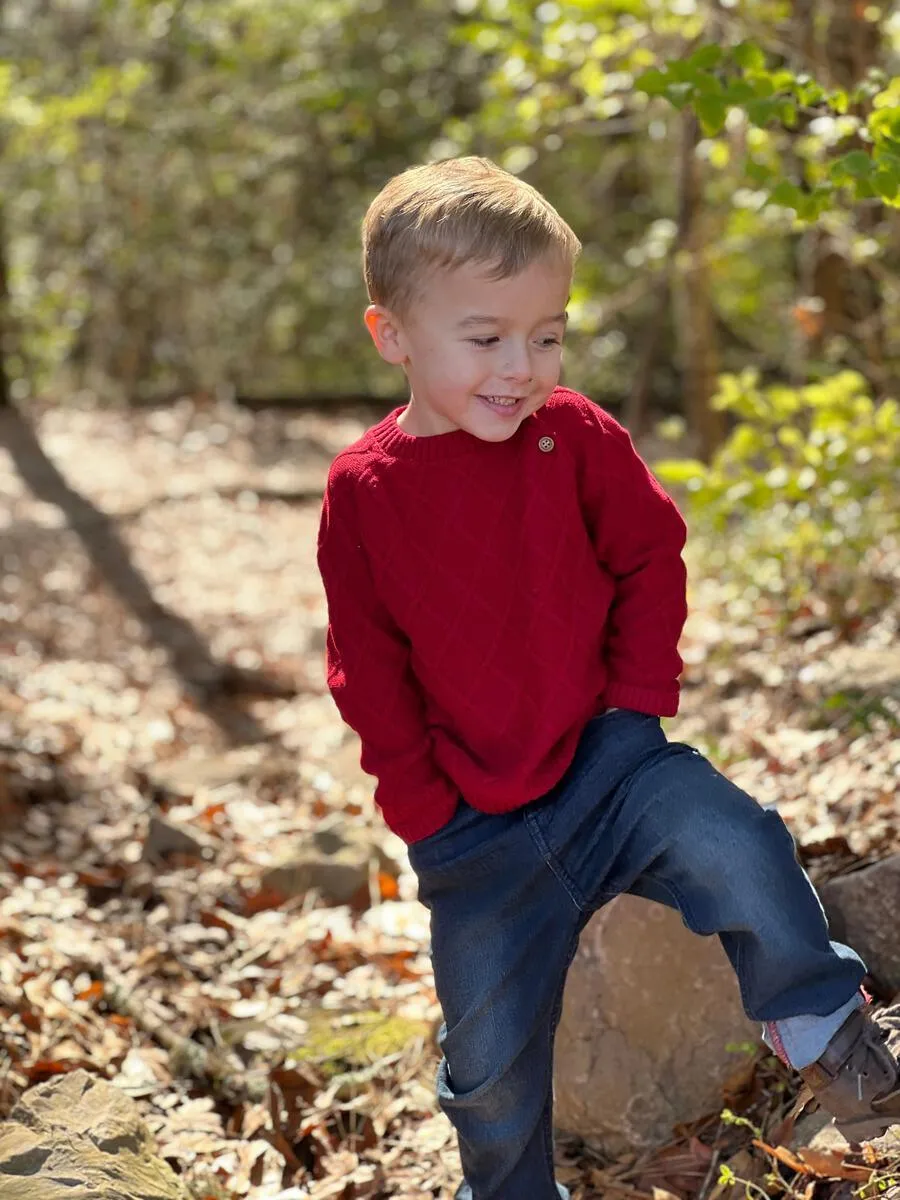 Baby Boy Sweaters | Archie - Red | Me and Henry