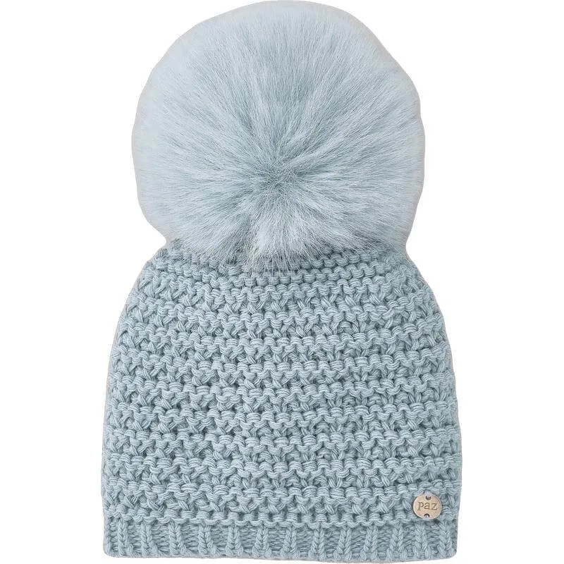 Baby Boys Bambalina Blue Bobble Faux Fur Hat