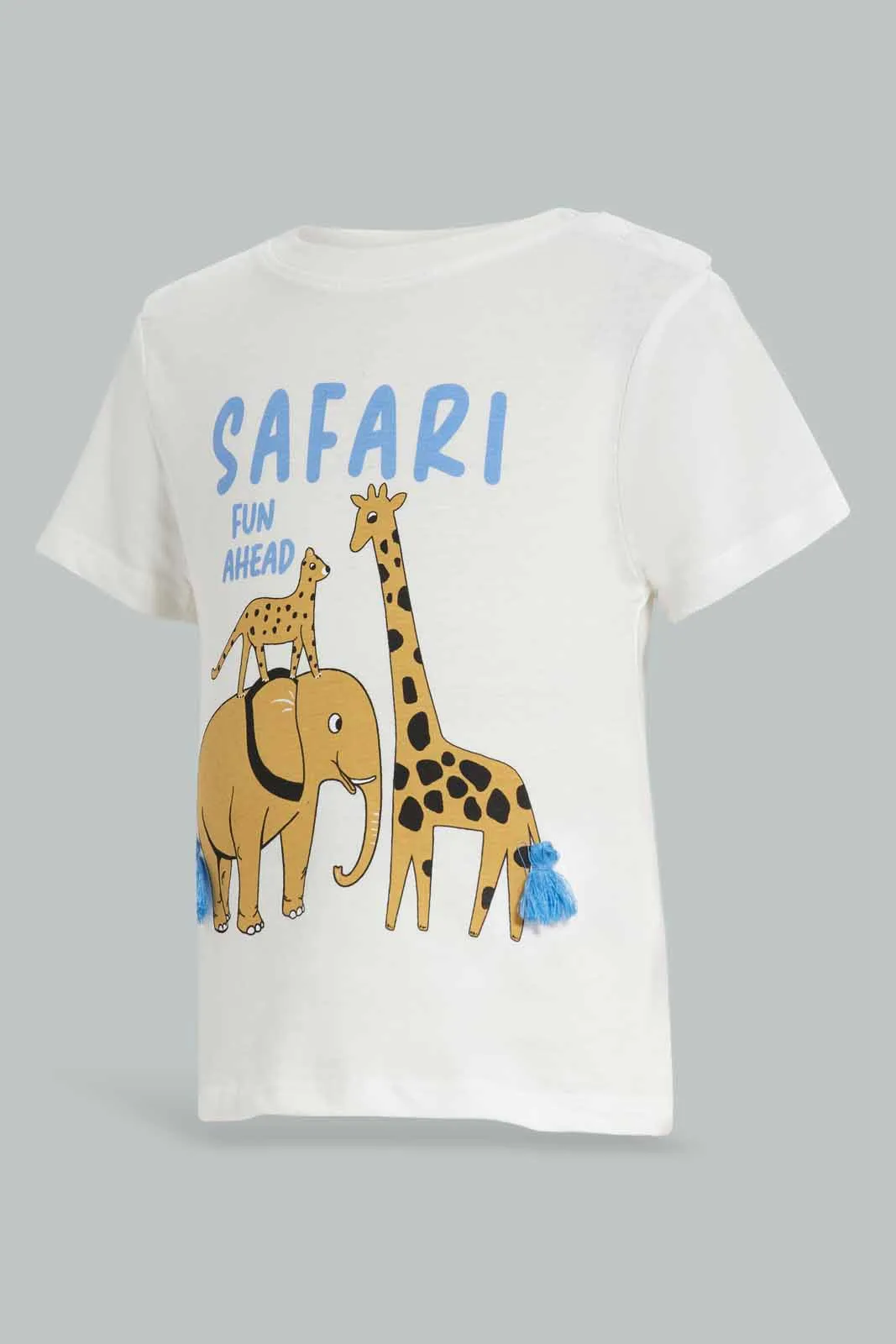 Baby Boys Blue And White Safari Casual set (2 Piece)