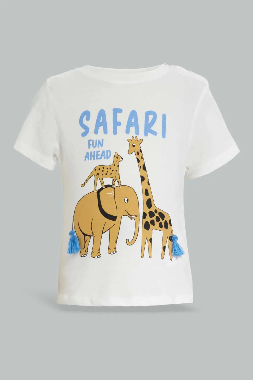 Baby Boys Blue And White Safari Casual set (2 Piece)