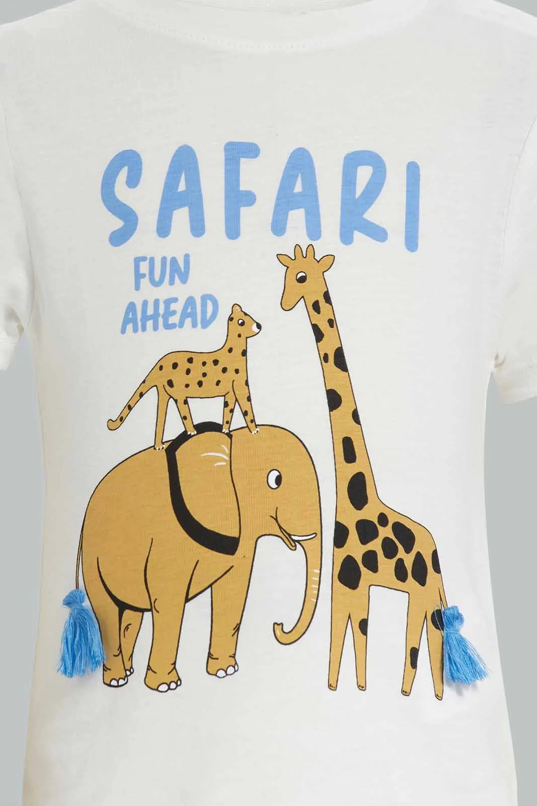 Baby Boys Blue And White Safari Casual set (2 Piece)