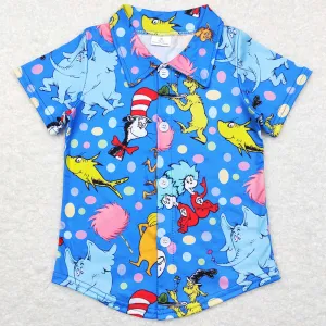 Baby Boys Clothes T-shirt Cartoon Hats Short Sleeve Buttons Shirts BT0421